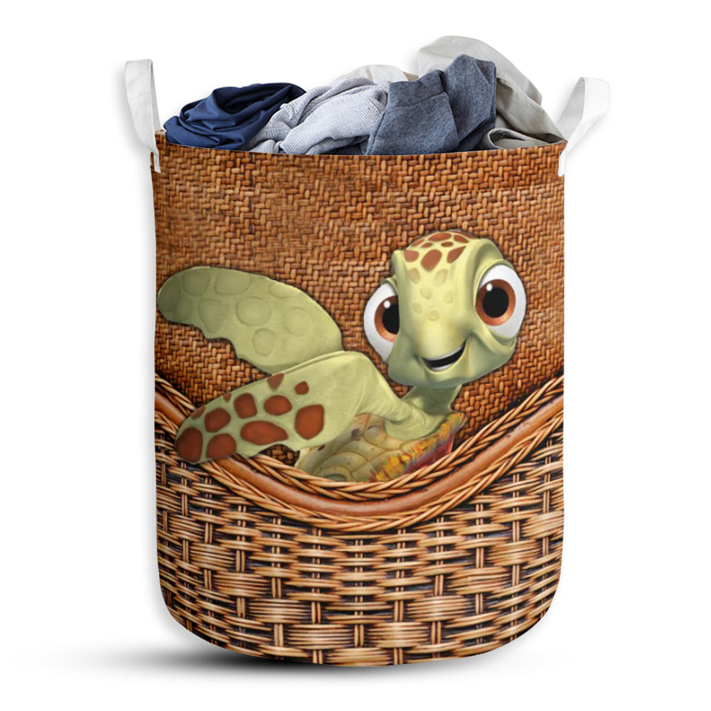 Turtle Rattan Texture So Cute Laundry Basket For Bathroom Bedroom Storage