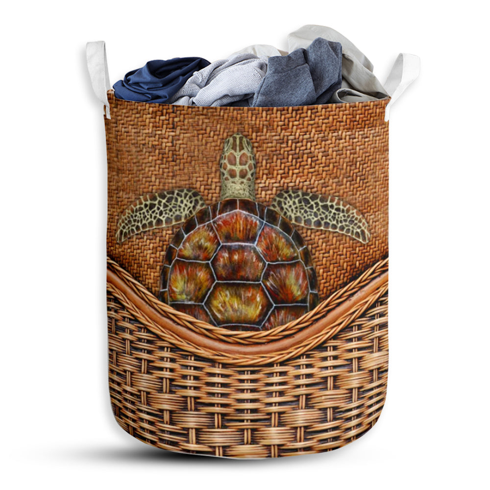 Small Size Turtle Rattan Texture Simple Laundry Basket For Bathroom Bedroom Storage