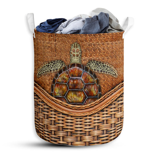 Small Size Turtle Rattan Texture Simple Laundry Basket For Bathroom Bedroom Storage