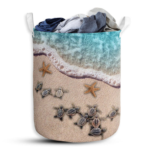 Turtle Sand Sea Laundry Basket For Kids Room Bathroom Bedroom And Everyday Storage Organizer