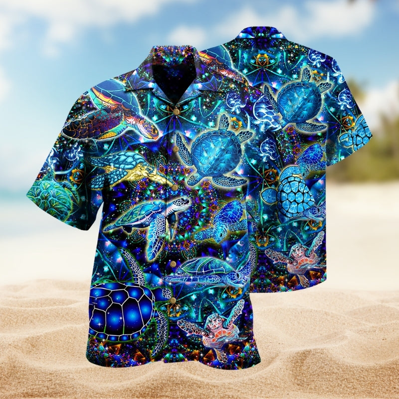 Sea Turtle Wave Hawaiian Shirt For Island Vacations, Weekend Events, And Relaxed Everyday Outfits