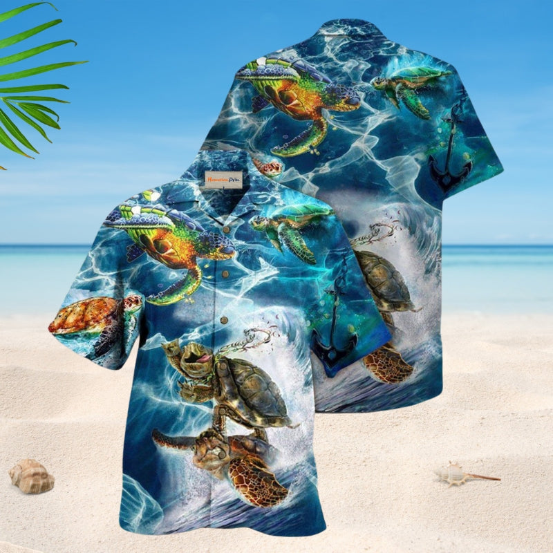 Turtle Swimming Sea Hawaiian Shirt For Coastal Getaways, Outdoor Gatherings, And Thoughtful Gift Giving