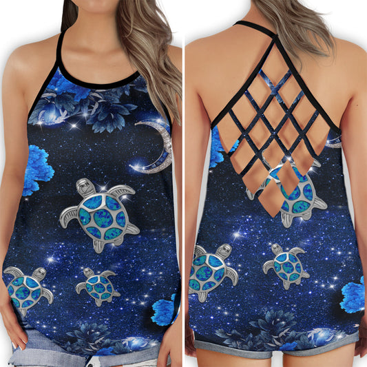 Turtle Moon Journey Dreamy Hollow Tank Top For Beach Vacations And Casual Wear