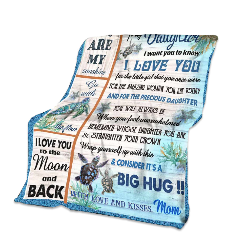 Turtle To My Daughter Be Good Flannel Blanket For Cozy Bedroom Sofa Decor