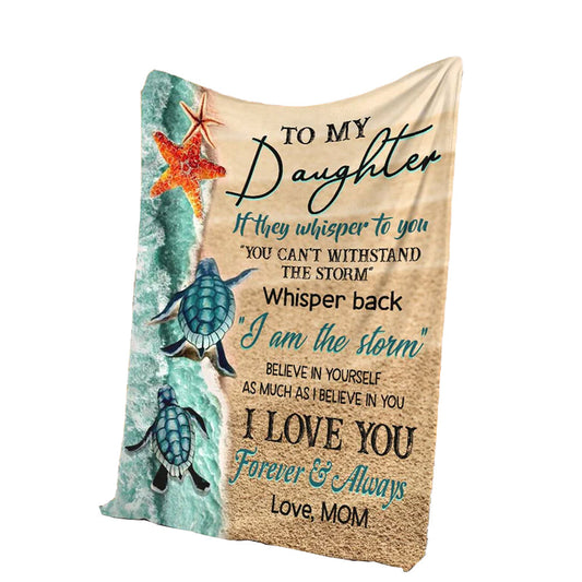 Turtle To My Daughter Flannel Blanket For Cozy Bedroom Sofa Decor