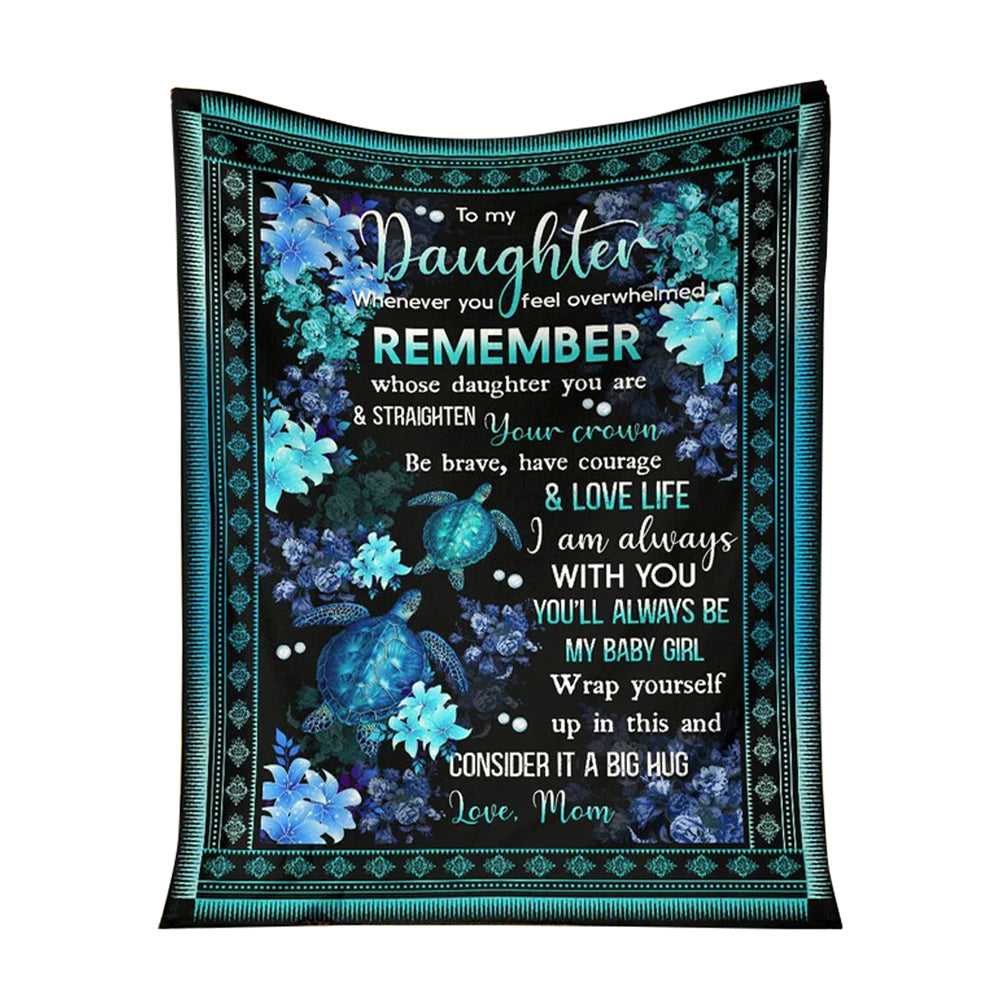 Turtle To My Daughter Turtle Sea Flannel Blanket For Cozy Bedroom Sofa Decor
