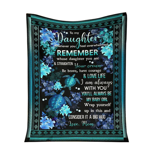 Turtle To My Daughter Turtle Sea Flannel Blanket For Cozy Bedroom Sofa Decor