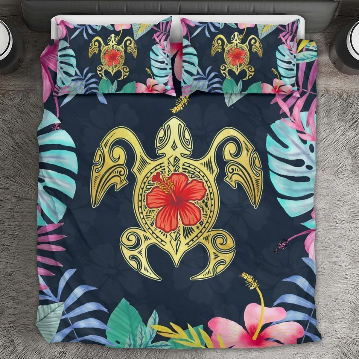 Tropical Hawaii Turtle Bedding Cover For Coastal Bedroom Decor