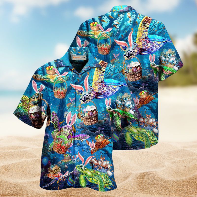 Bold Turtle Turtley Easter Hawaiian Shirt For Resort Trips, Coastal Parties, And Warm Weather Style