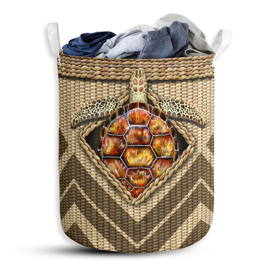 Small Size Turtle Wicker Texture Hole Laundry Basket For Bathroom Bedroom Storage