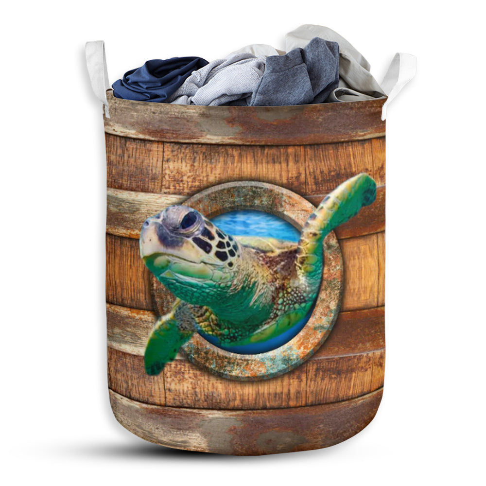 Small Size Turtle Wood Vintage Laundry Basket For Bathroom Bedroom Storage
