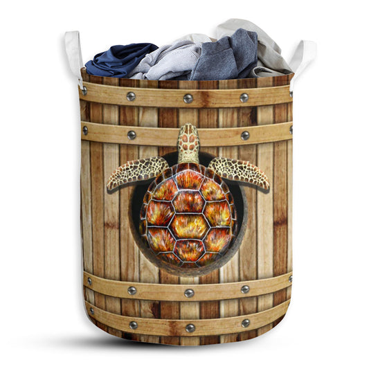 Small Size Turtle Wooden Barrel Laundry Basket For Bathroom Bedroom Storage