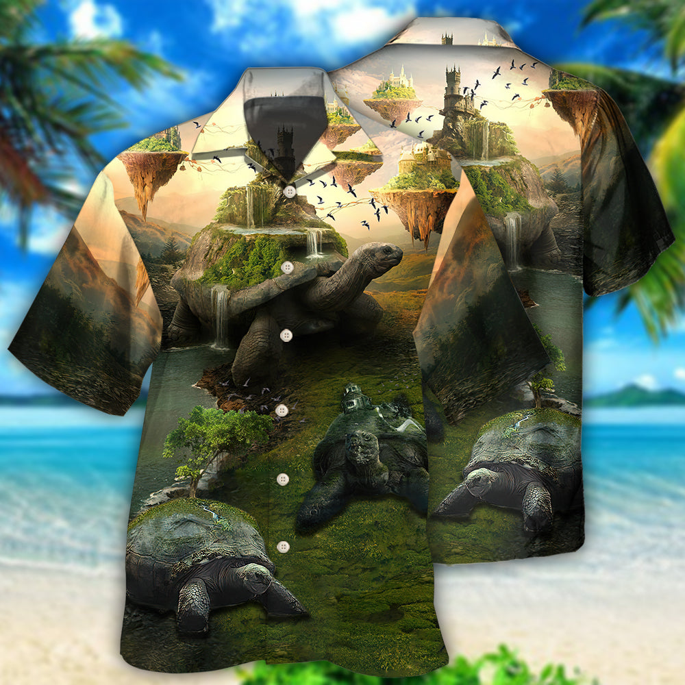 Vintage Creative Turtle Landscape Hawaiian Shirt For Coastal Travel, Casual Events, And Comfortable Summer Wear