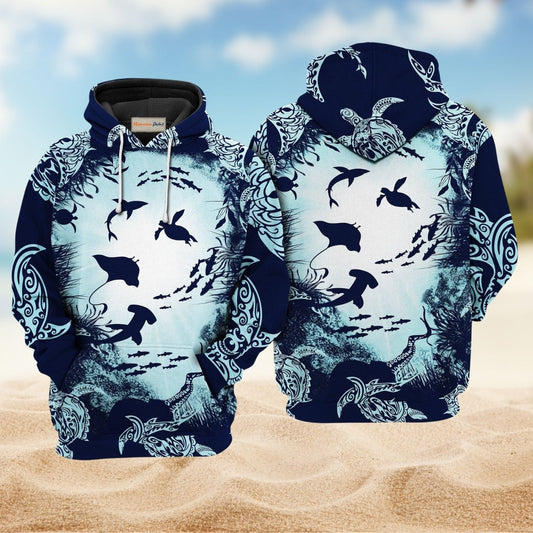 Turtle Aquarium Ocean Life Hoodie For Coastal Life Casual Events And Everyday Comfort