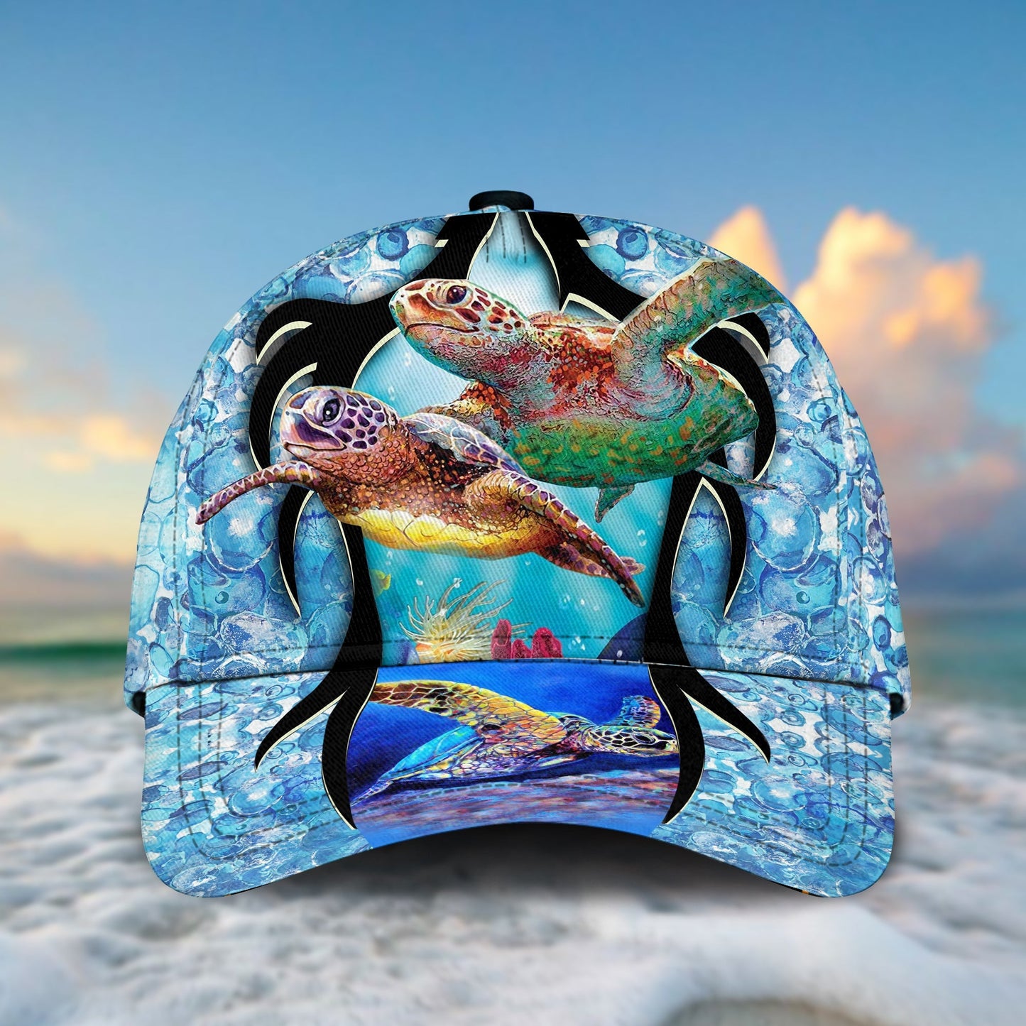 Turtle Blue Ocean Lover Classic Cap For Everyday Accessories Festivals And Relaxed Outings