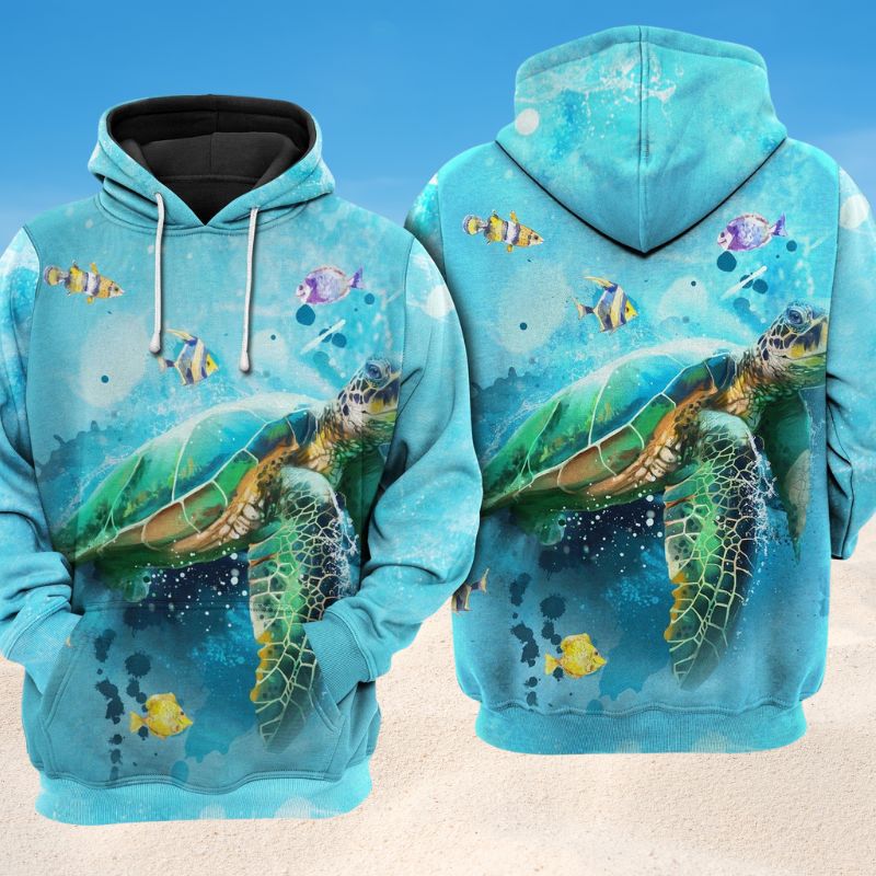 Turtle Loves Fish Ocean Hoodie For Anglers Nature Trips Holidays And Relaxed Layering