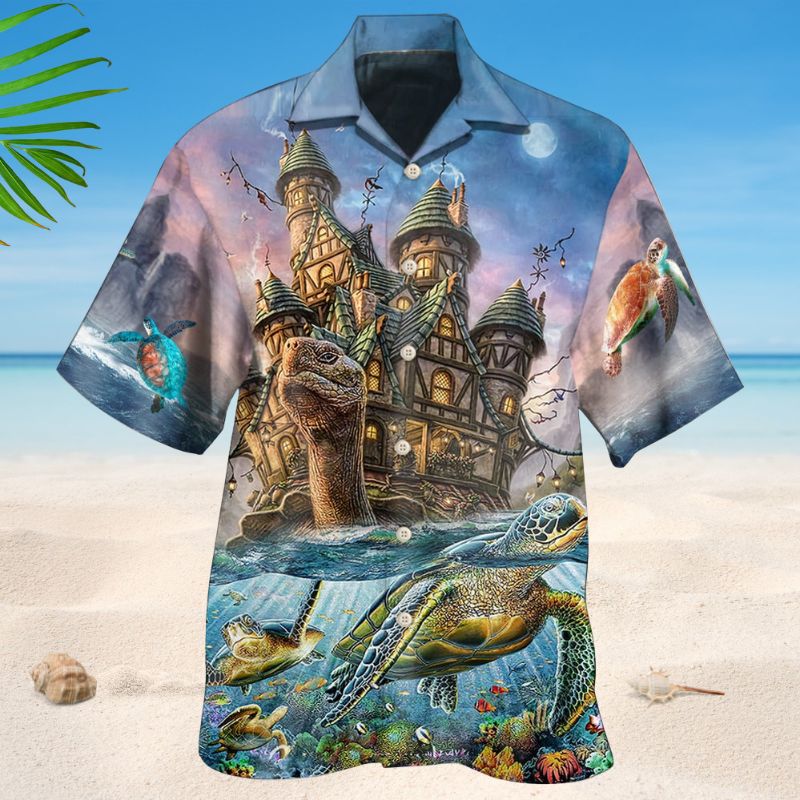 Turtle Sea Hawaiian Shirt For Coastal Travel, Casual Events, And Comfortable Summer Wear