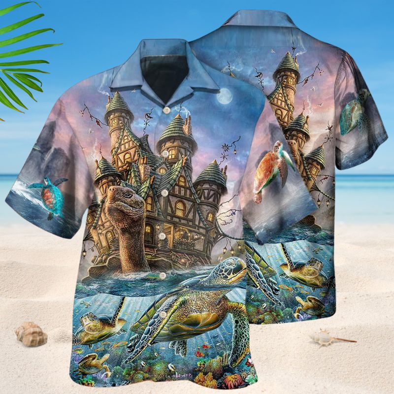 Turtle Sea Hawaiian Shirt For Coastal Travel, Casual Events, And Comfortable Summer Wear