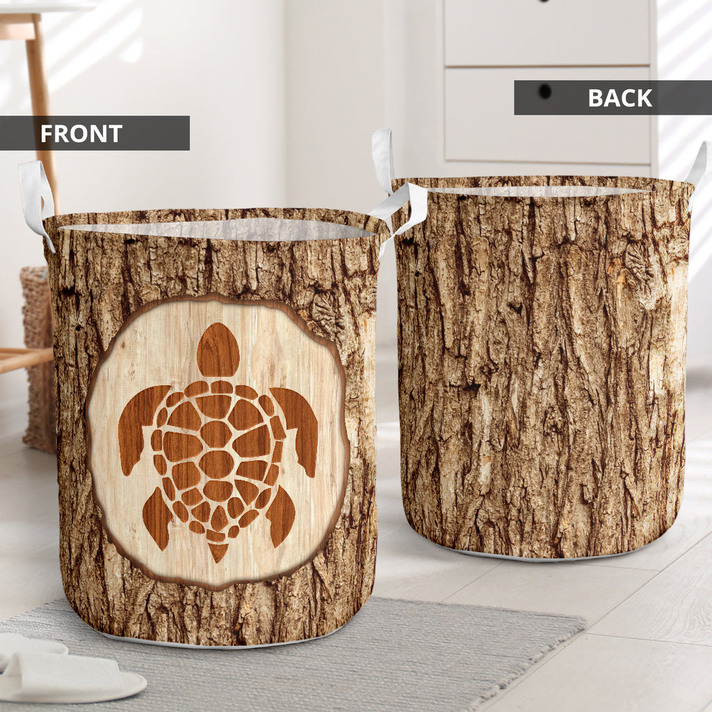 Turtle Bark Wood Style Laundry Basket For Room Home Organizer