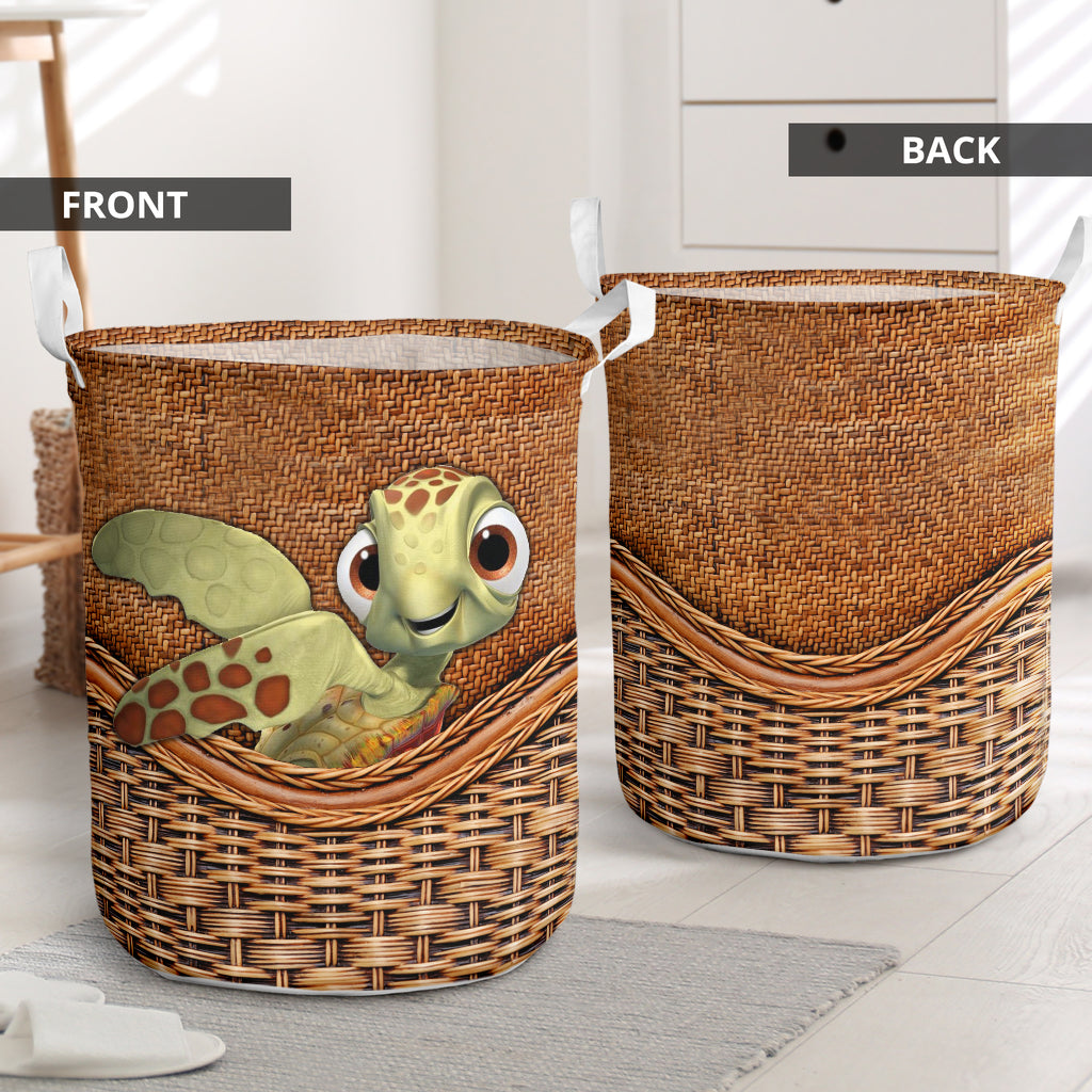Turtle Rattan Texture So Cute Laundry Basket For Room Home Organizer
