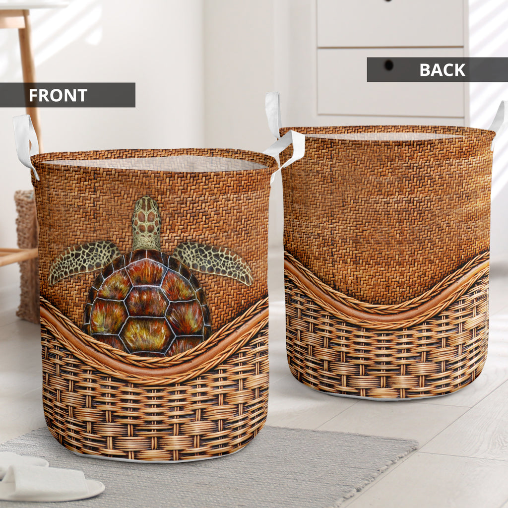 Turtle Rattan Texture Laundry Basket For Room Home Organizer
