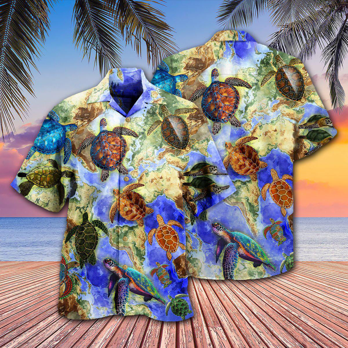 Turtle Swim Around Hawaiian Shirt Artwork View For Coastal Escapes And Resort Style