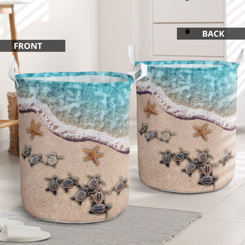 Turtle Sand Sea Laundry Basket For Bathroom Bedroom Storage