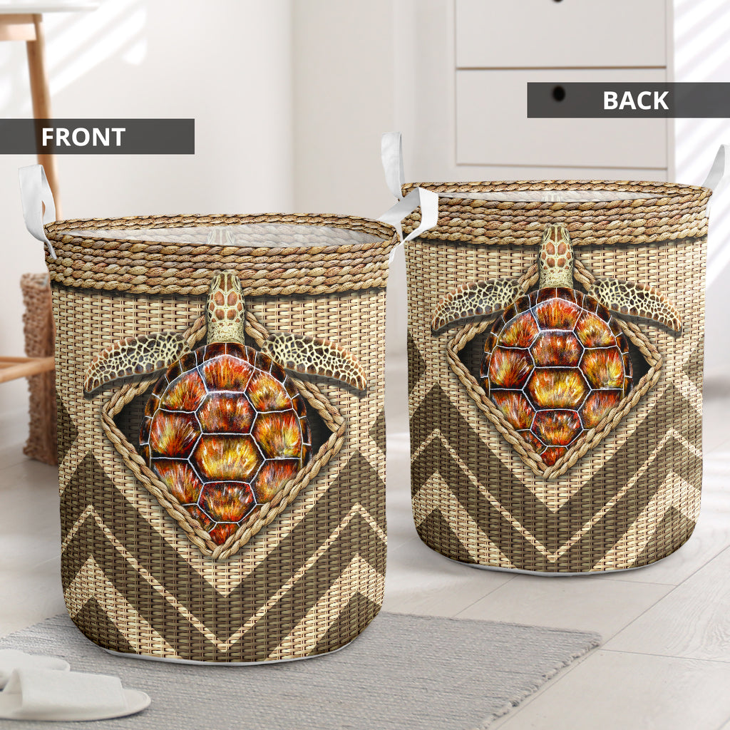 Turtle Wicker Texture Hole Laundry Basket For Room Home Organizer