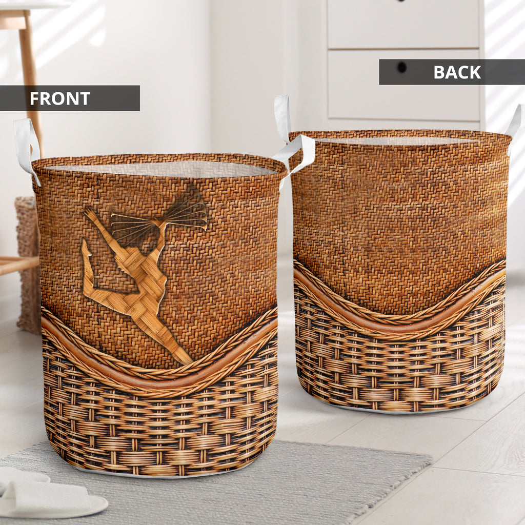 Twirling Baton Rattan Texture Laundry Basket For Room Home Organizer