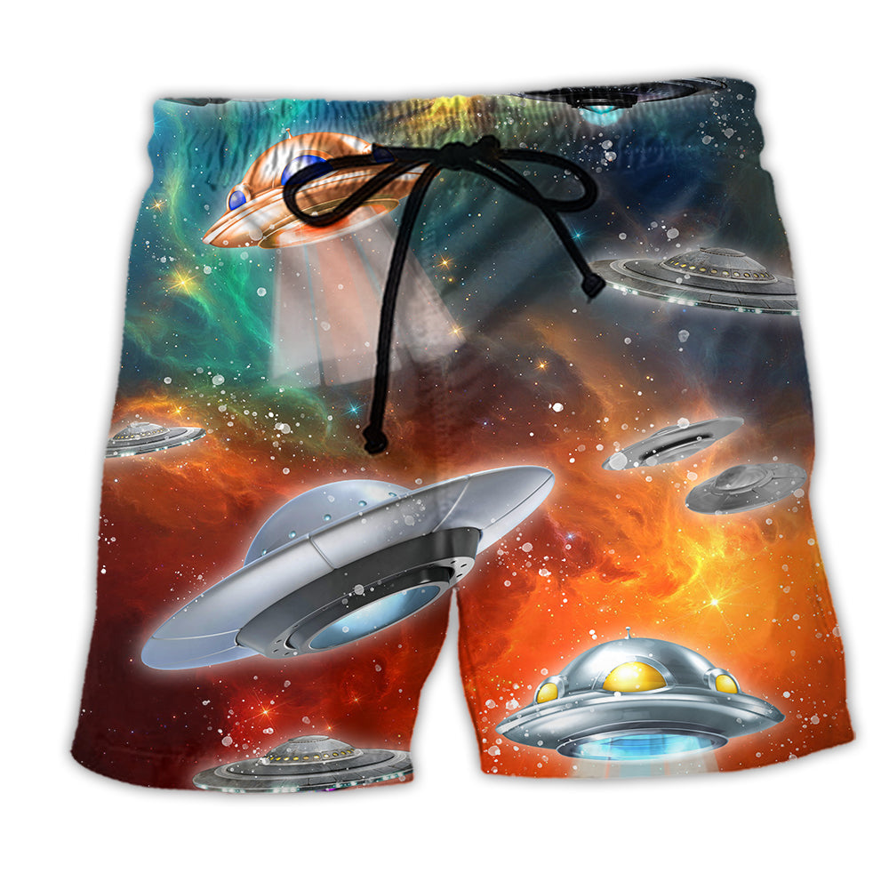 Galaxy UFO Beach Shorts For Island Getaways And Easy Warm Weather Wear