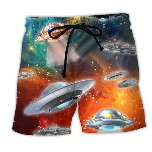 Galaxy UFO Beach Shorts For Island Getaways And Easy Warm Weather Wear