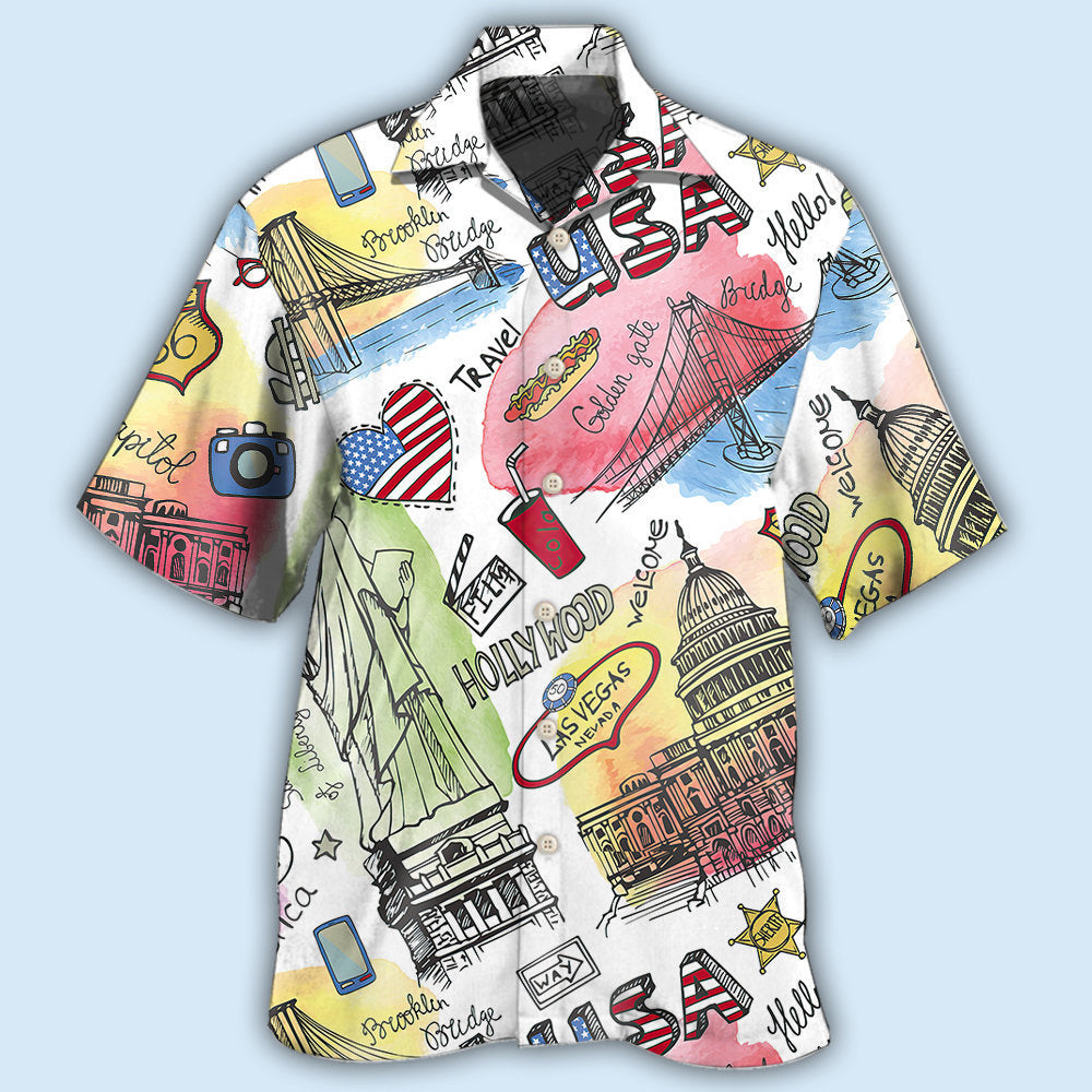 Artistic Patriotic American Hawaiian Shirt With All Over Print For Island Vacation Beach Days And Thoughtful Gifting