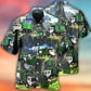Truck Us Waste Collector Hawaiian Shirt Pattern Detail For Vacation Travel And Daily Wear