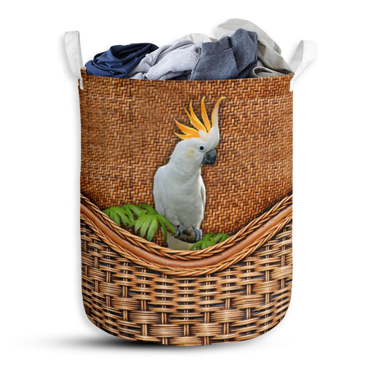 Small Size Cockatoo Rattan Texture Umbrella Laundry Basket For Bathroom Bedroom Storage