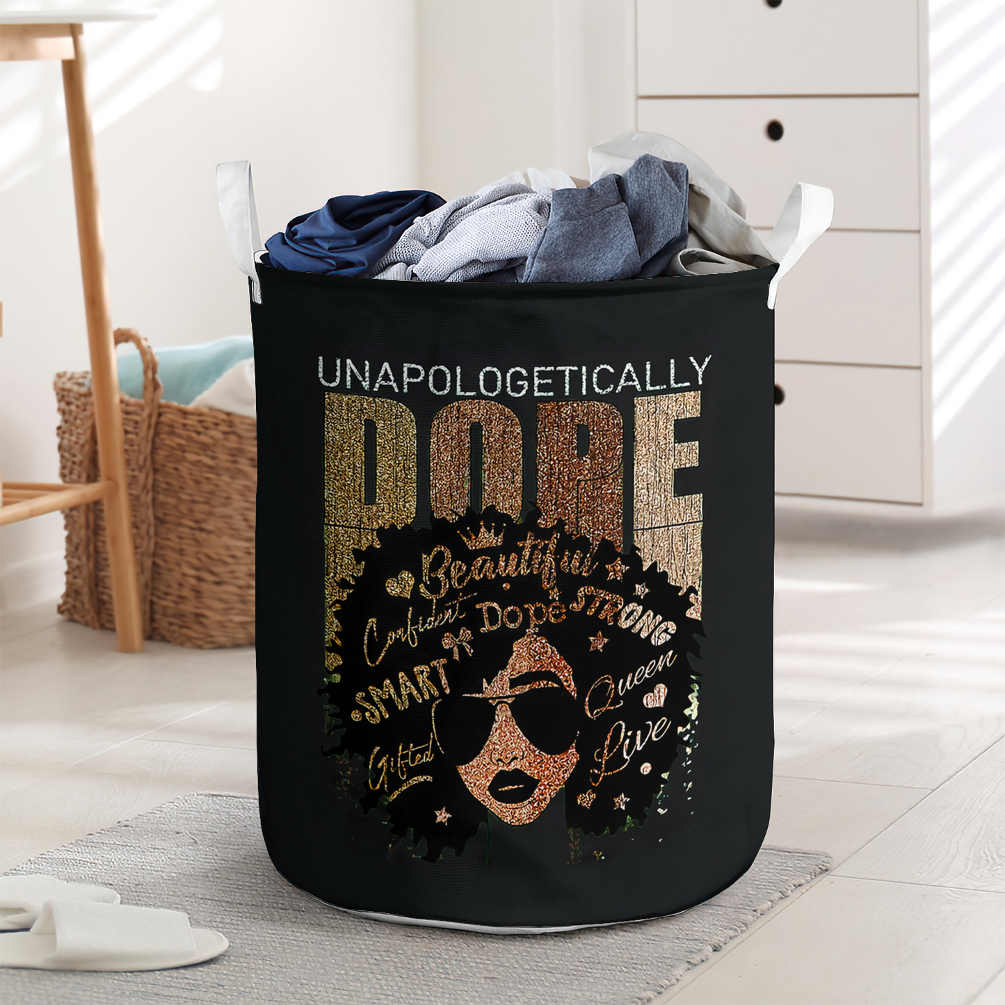 Strong Girl Unapologetically Dope Black Woman Laundry Basket For Bathroom Bedroom Storage
