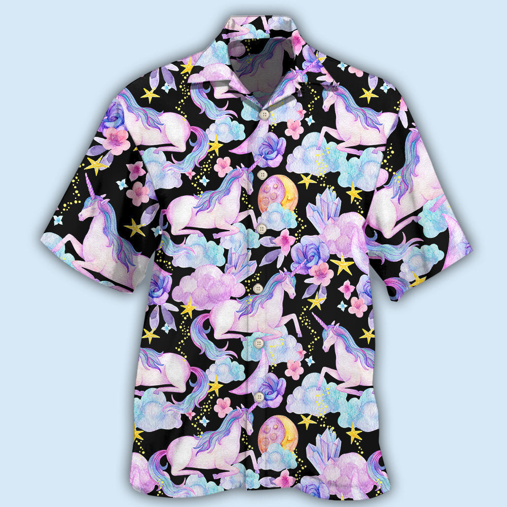 Cute Unicorn Star Hawaiian Shirt For Island Vacations, Resort Wear, And Relaxed Seasonal Style