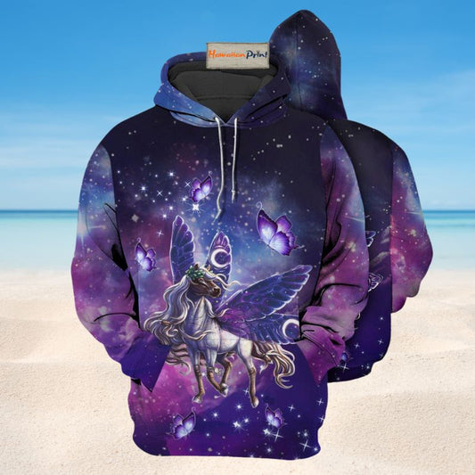 Cute Unicorn Butterfly Night Hoodie For Comfortable Daily Outfits Holidays And Casual Wear