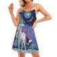 Unicorn Love Night Sky V-Neck Sleeveless Cami Dress For Parties And Relaxed Everyday Styling