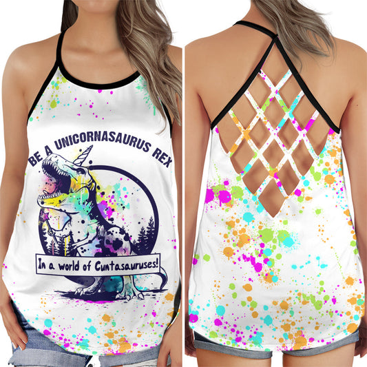 Unicorn Colorful Peace Fantasy Cute Hollow Tank Top For Yoga Workouts And Festival Wear