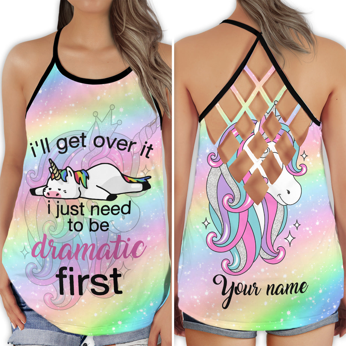 Dramatic Unicorn Hollow Tank Top For Yoga Workouts And Casual Wear