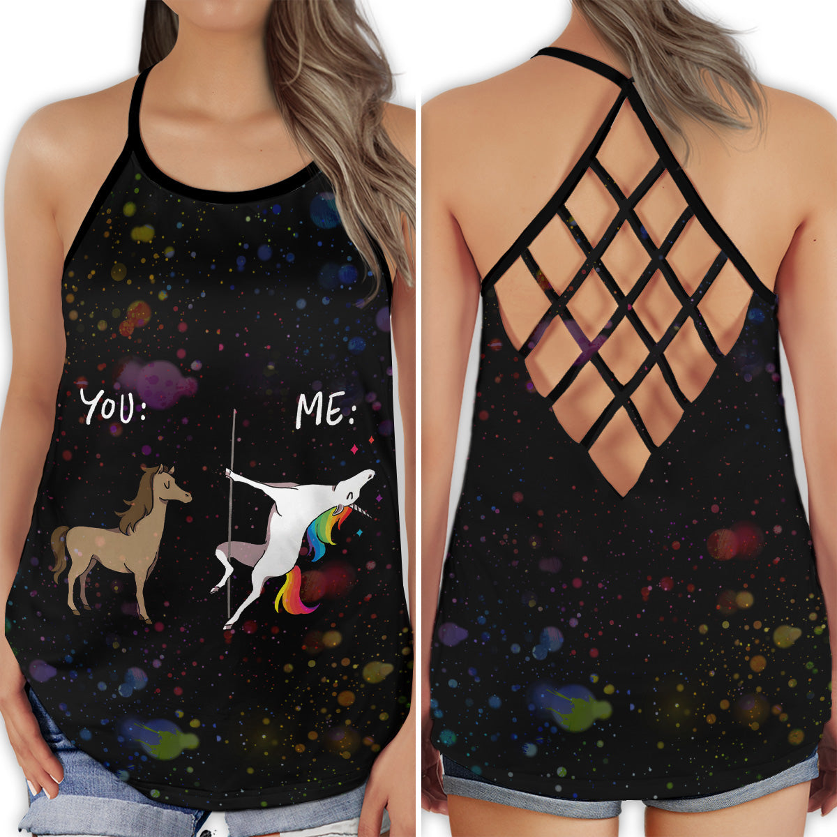 Unicorn Do What I Want Hollow Tank Top For Yoga Workouts And Casual Wear