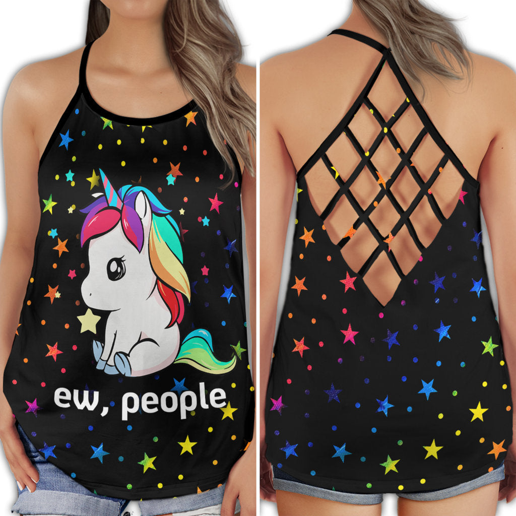 Colorful Unicorn Peace Love Humor Hollow Tank Top For Yoga Workouts And Festival Wear