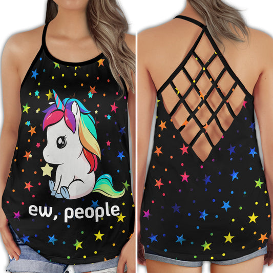 Colorful Unicorn Peace Love Humor Hollow Tank Top For Yoga Workouts And Festival Wear