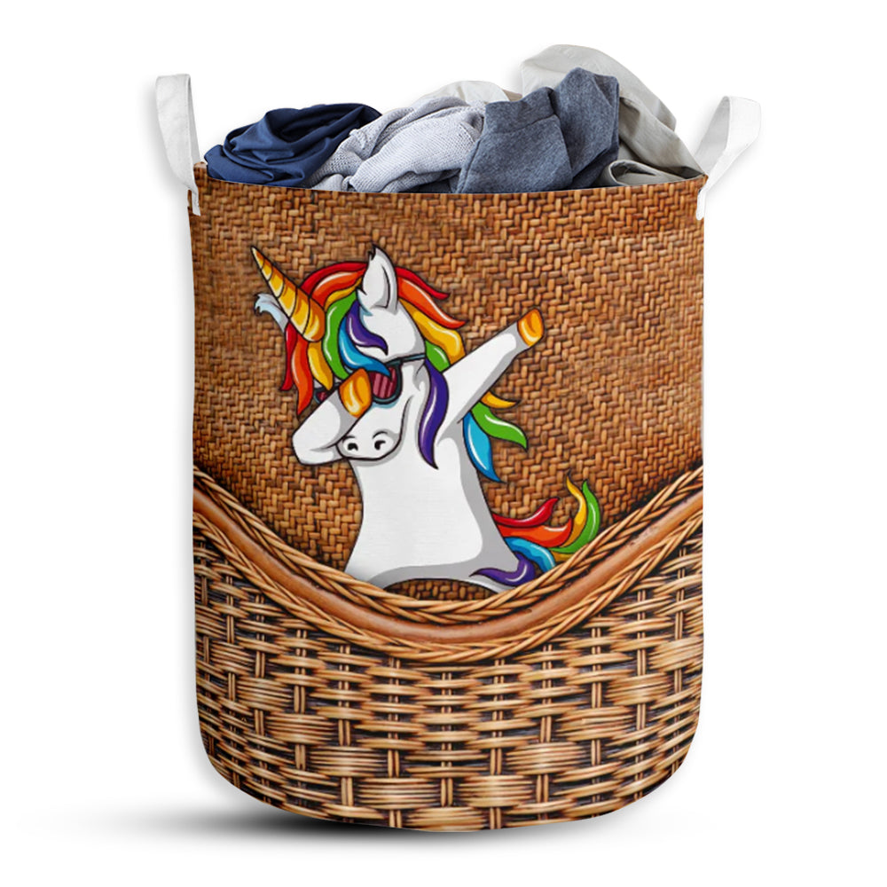 Small Size Unicorn Rattan Texture Laundry Basket For Bathroom Bedroom Storage