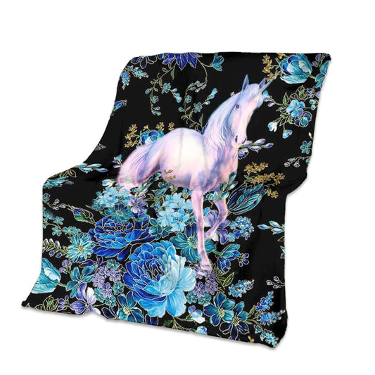 Unicorn Floral Unicorns Flannel Blanket For Cozy Bedroom Sofa Decor
