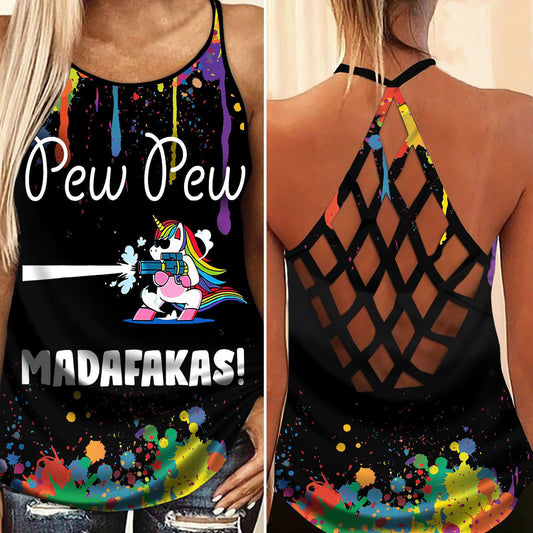 Unicorn Loves Color Loves Peaceful Hollow Tank Top For Yoga Practice And Vacation Outfits