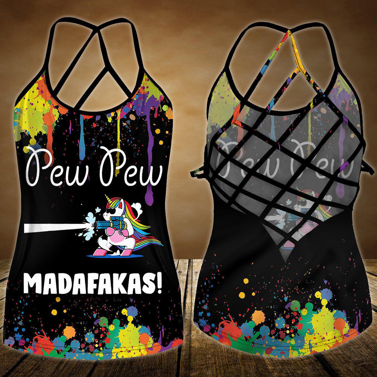 Unicorn Loves Color Loves Peaceful Hollow Tank Top For Yoga Practice And Vacation Outfits