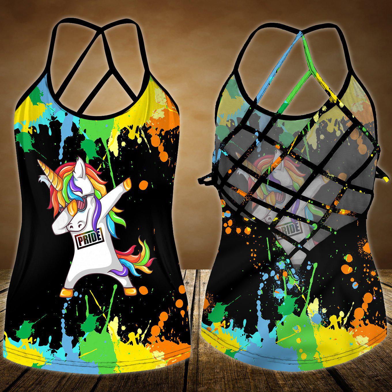 Unicorn Loves Color Loves Pride Hollow Tank Top For Awareness Gatherings And Daily Wear