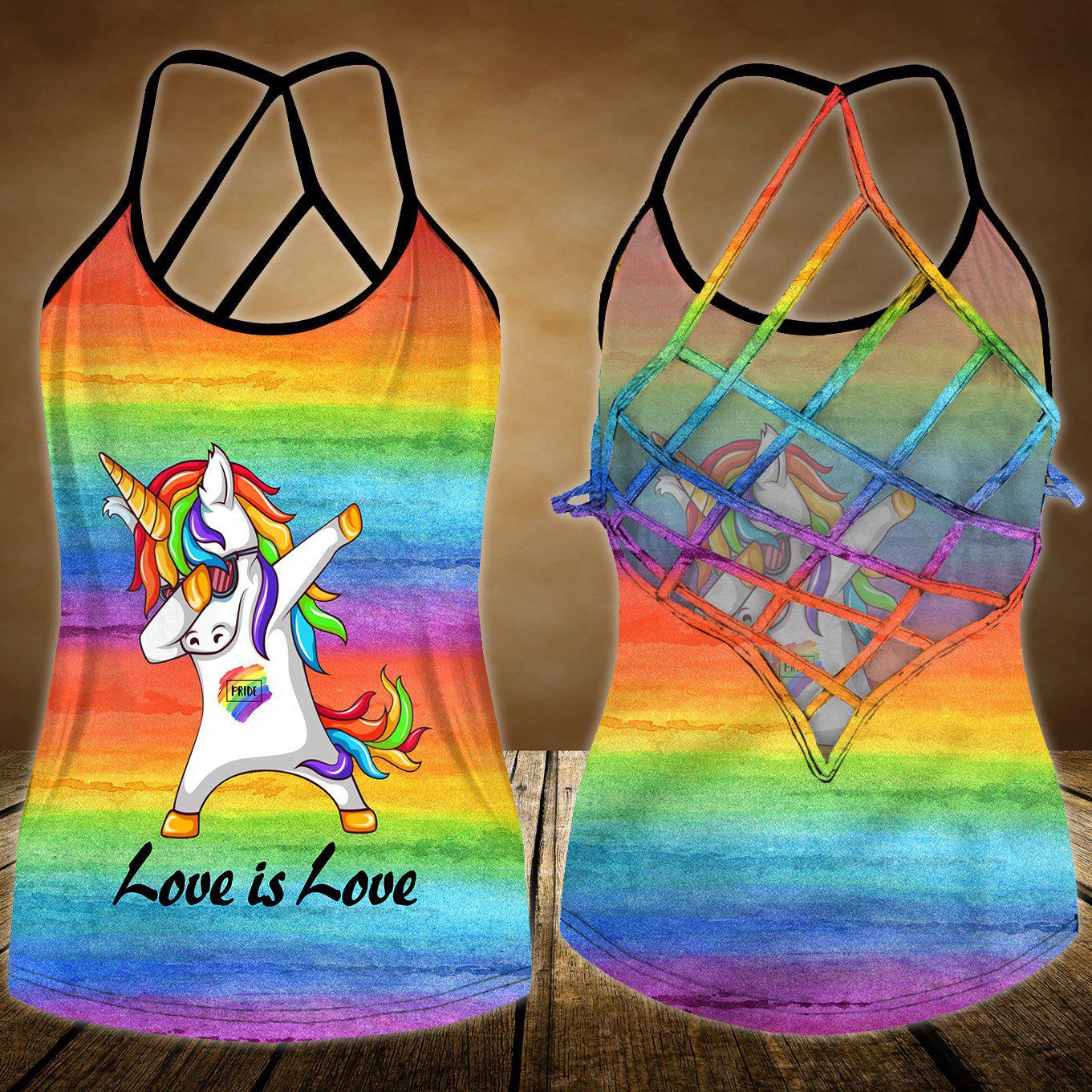 Unicorn Loves Color Loves Pride Hollow Tank Top For Support Events And Casual Styling