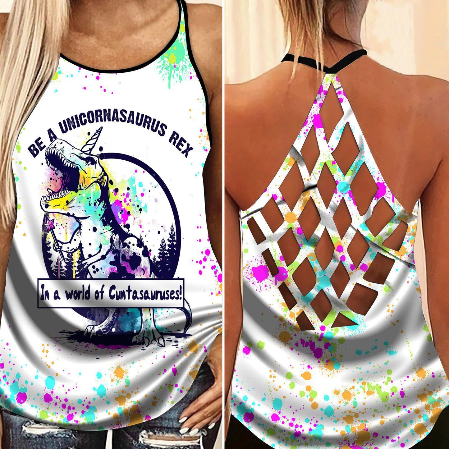 Unicorn Loves Color Loves Peaceful Hollow Tank Top For Summer Outings And Everyday Comfort